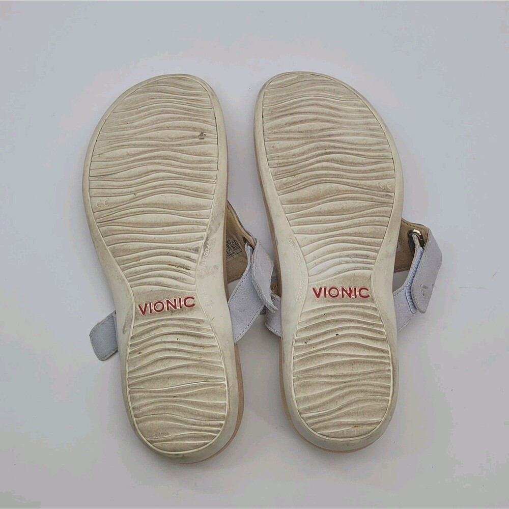 Vionic Sandal Shoe Wanda Orthotic Blue Women Sz 10 Flat Thong Adjustable Slip-On - Picture 7 of 7